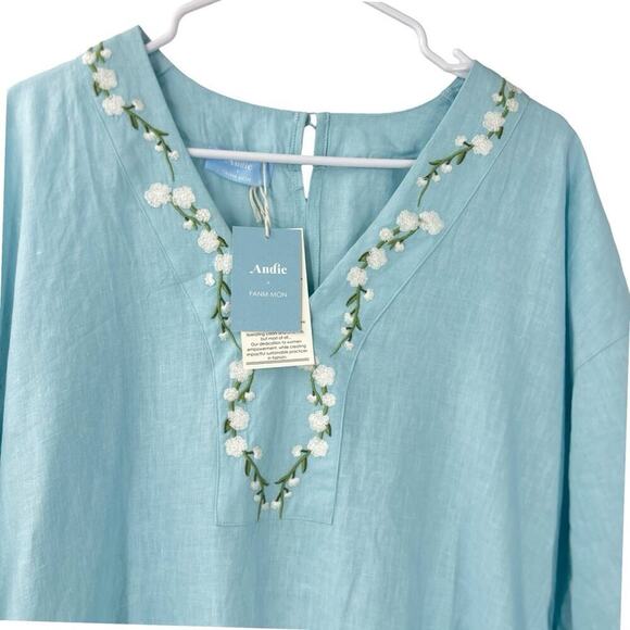 Fanm Mon X Andie Linen The Kepez Kaftan Dress Swim Coverup Sz S - Picture 7 of 9